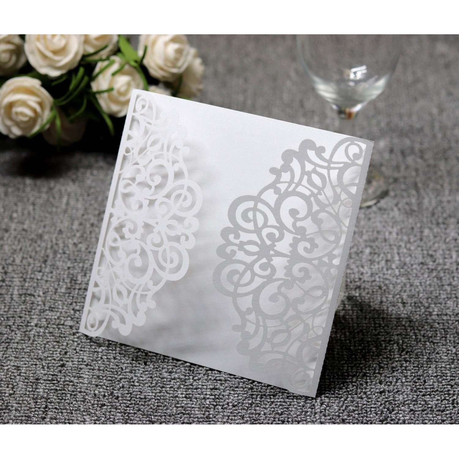 White Laser Holder Marriage Invitation Card Wholesale Wedding Supplies